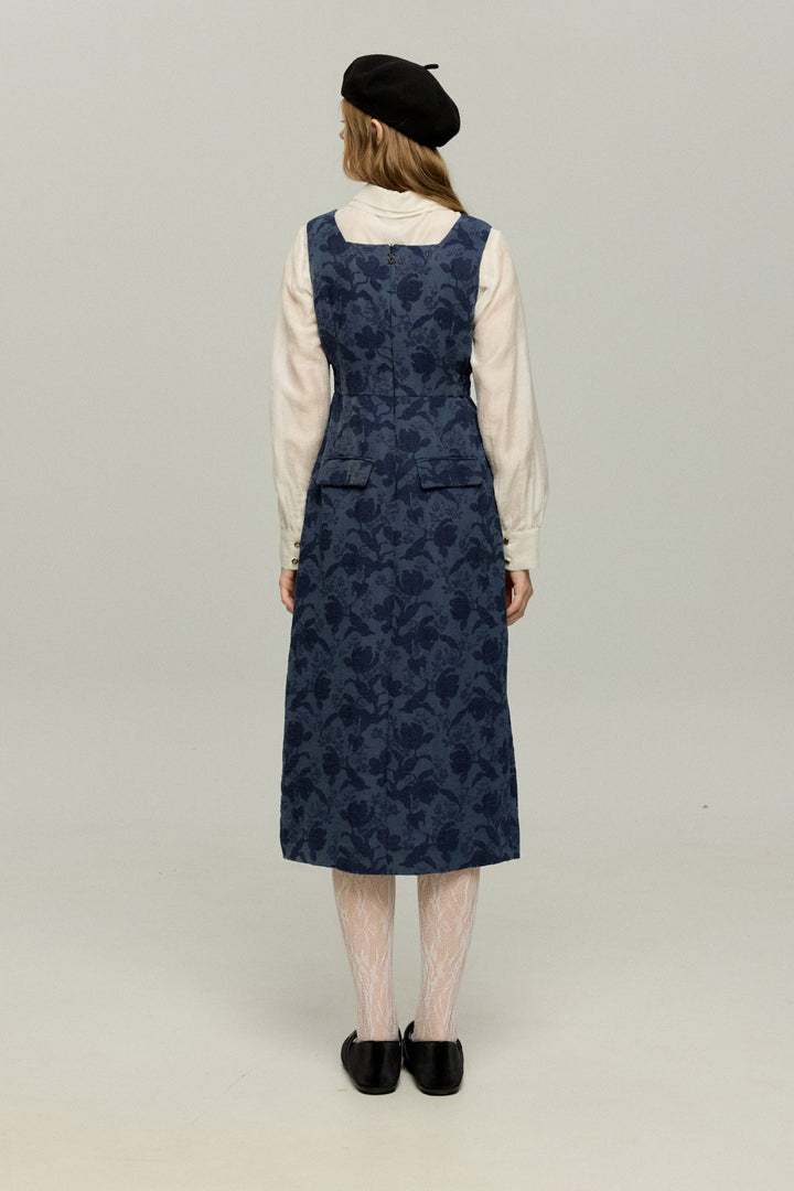《箸の持ち方》シノワズリパターンドレス-Navy
