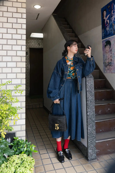 《Shopping at the supermarket with Jenny》Plaid denim Jacket