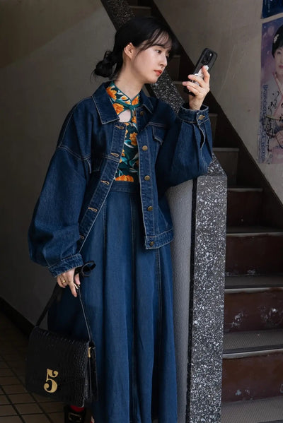 《Shopping at the supermarket with Jenny》Plaid denim Jacket