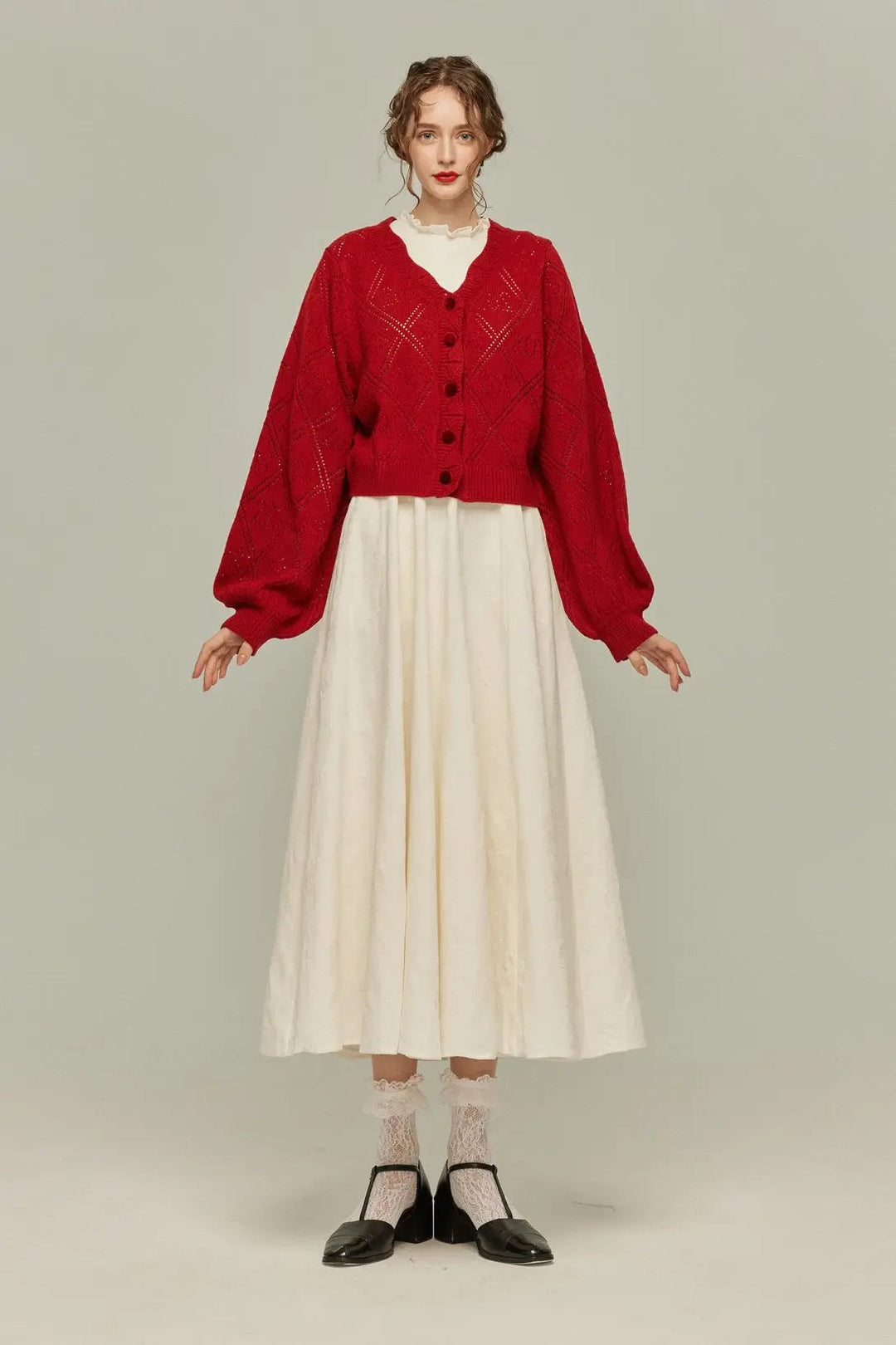 まだ顔パック中》ロゴニットカーディガン-Orange red – Tnewties