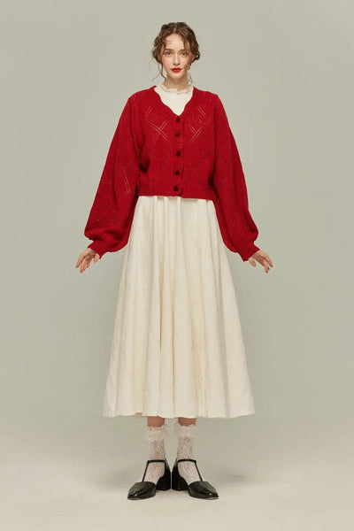 《まだ顔パック中》ロゴニットカーディガン-Orange red