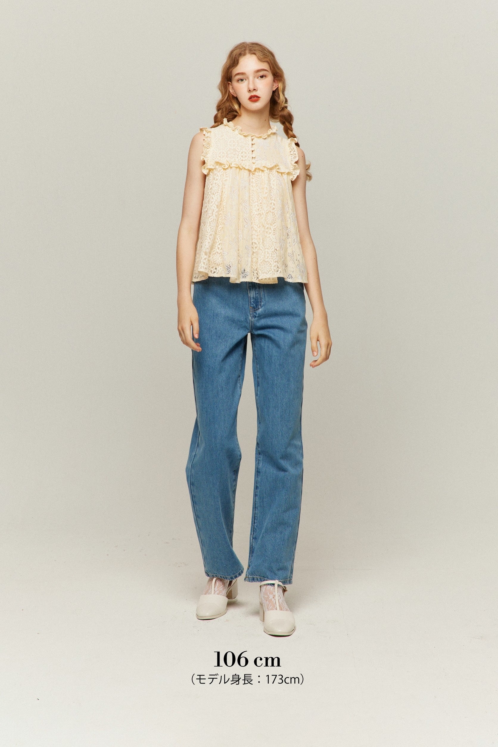 隕石が落ちてくる》ハイウエストストレートデニムパンツ-Blue – Tnewties