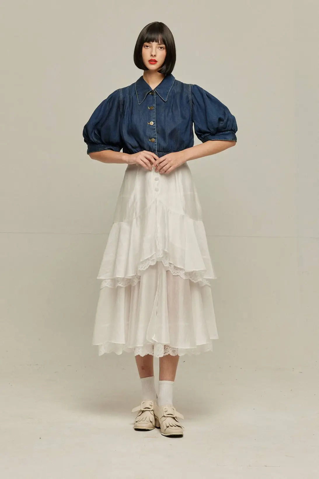 《Cast the moon spell》Flare sleeve frilled blouse