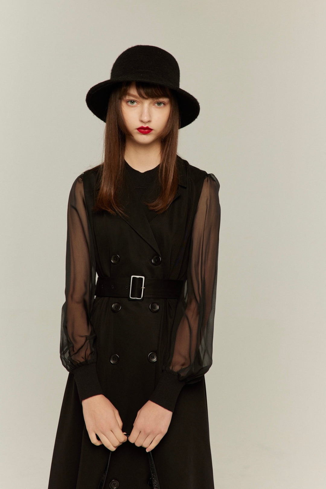 特別な前菜》シースルースリーブニットトップ-Black – Tnewties