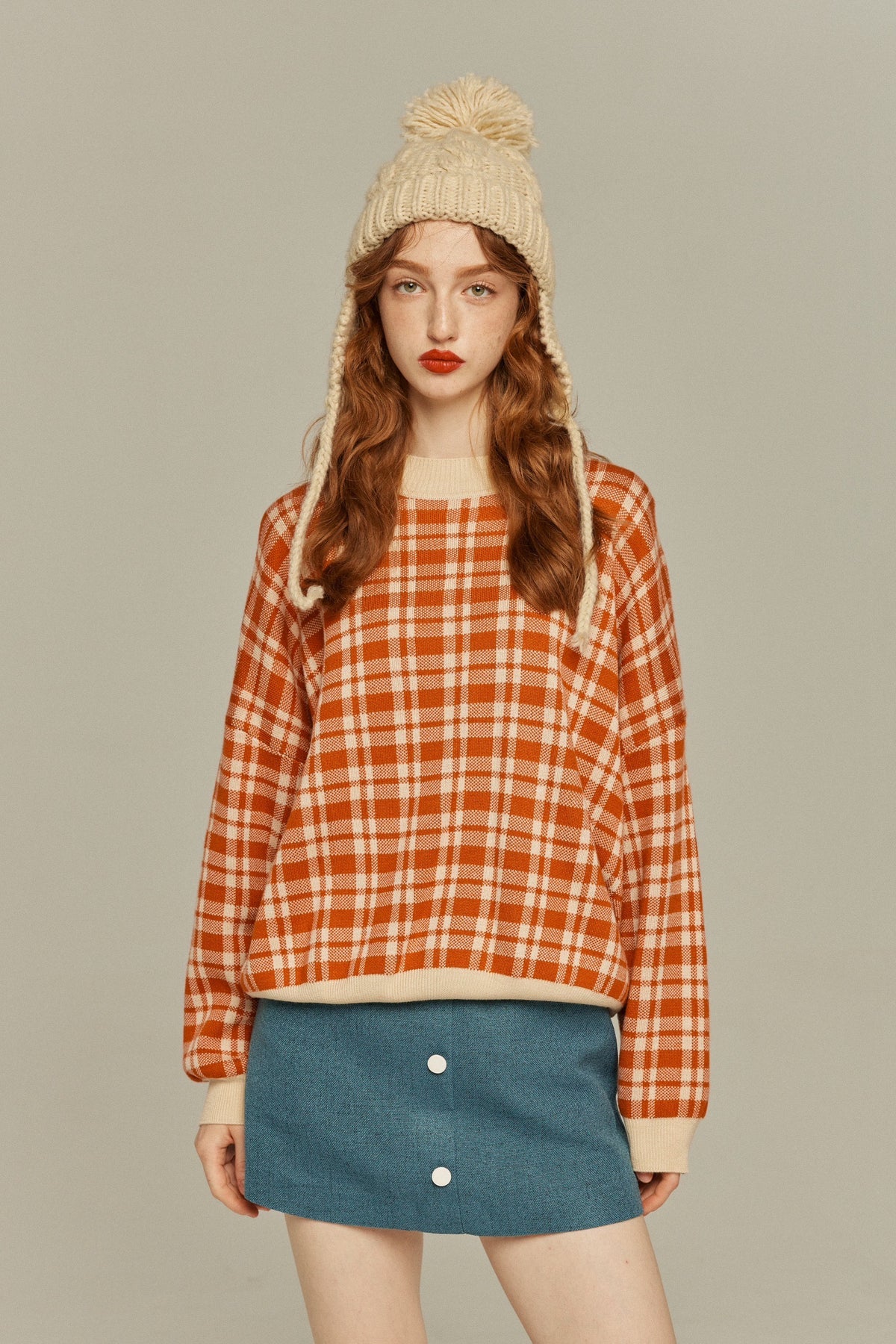 《Handy with a Knife and Fork》 High waist short skirt-Blue