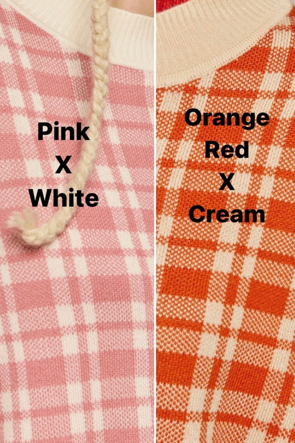 《いちごジャムがついちゃった》レトロチェックセーター-Orange red