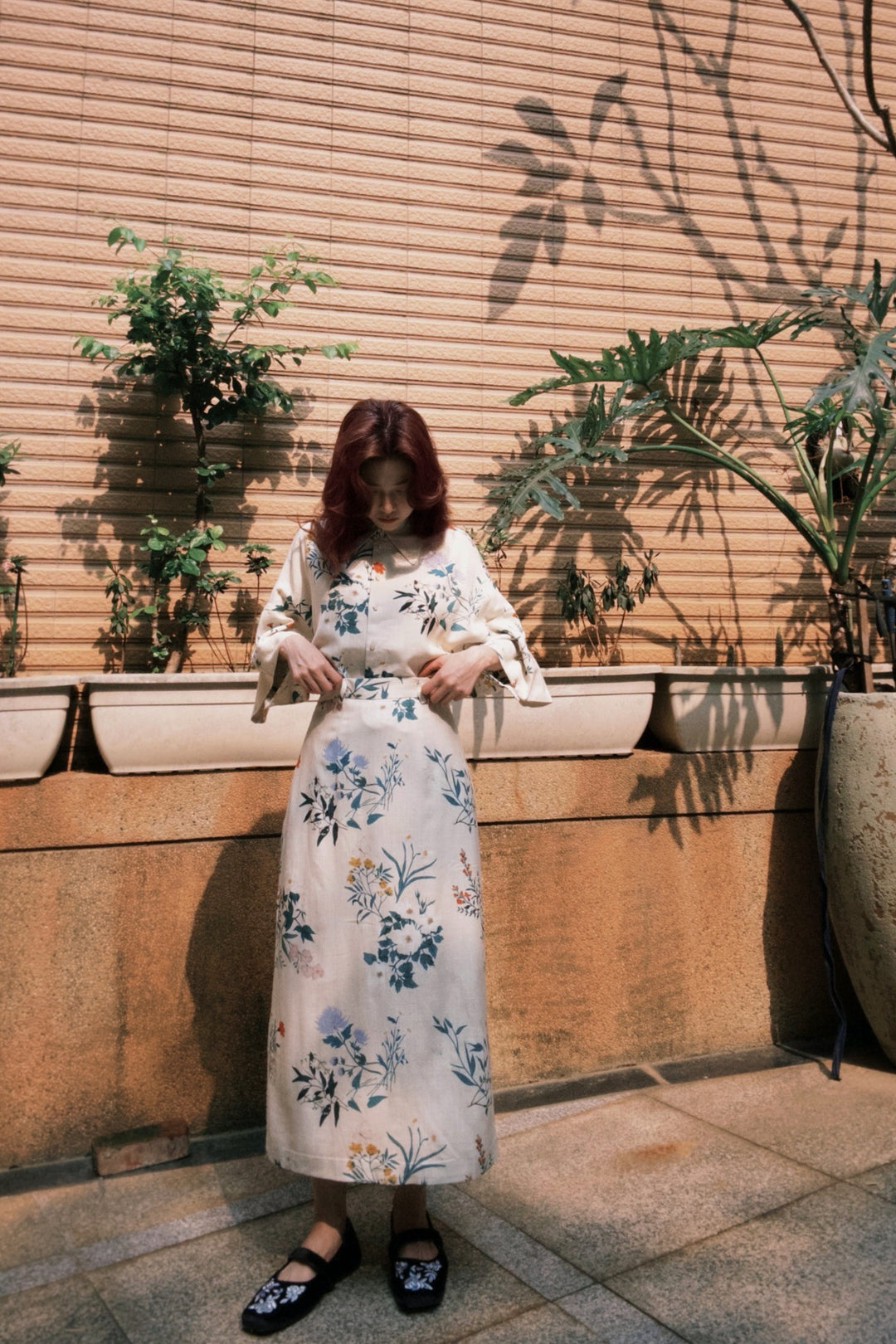 [Goldfish scooping 100 yen] High waist pencil skirt-Cream