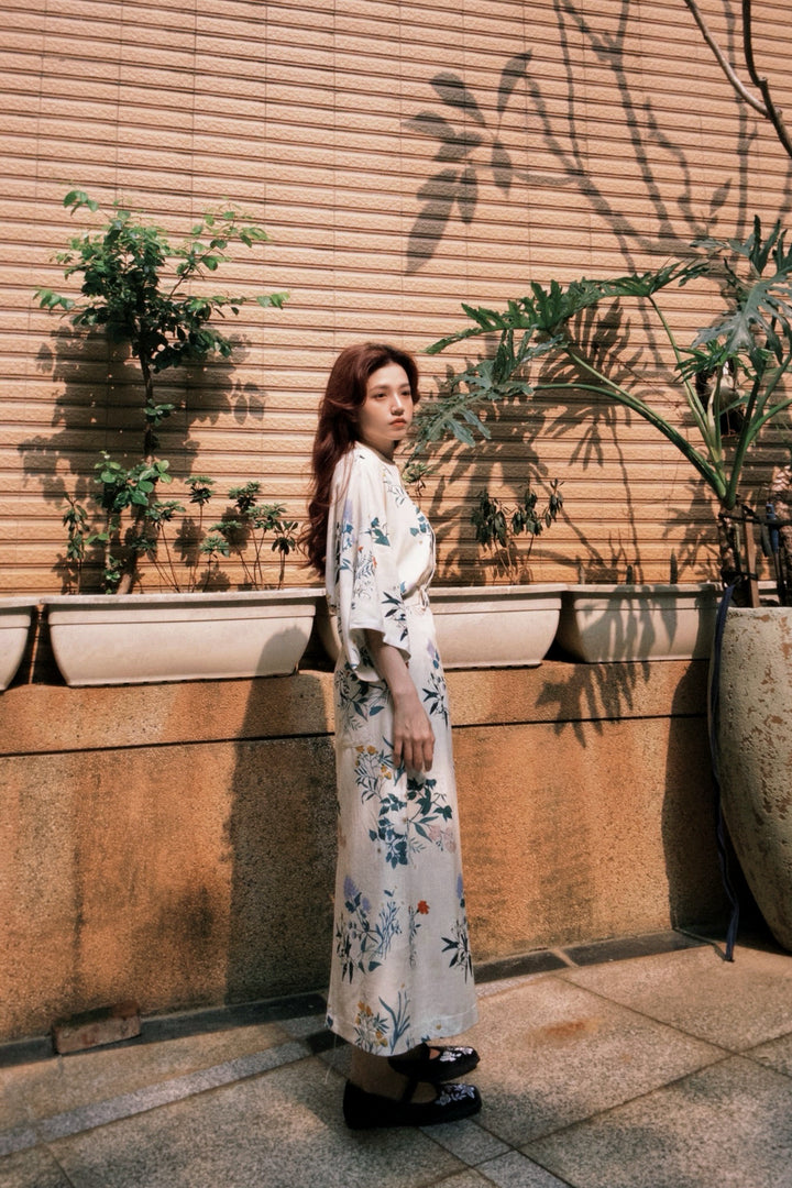 [Goldfish scooping 100 yen] High waist pencil skirt-Cream
