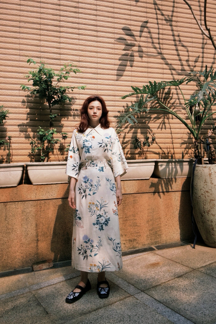 [Goldfish scooping 100 yen] High waist pencil skirt-Cream