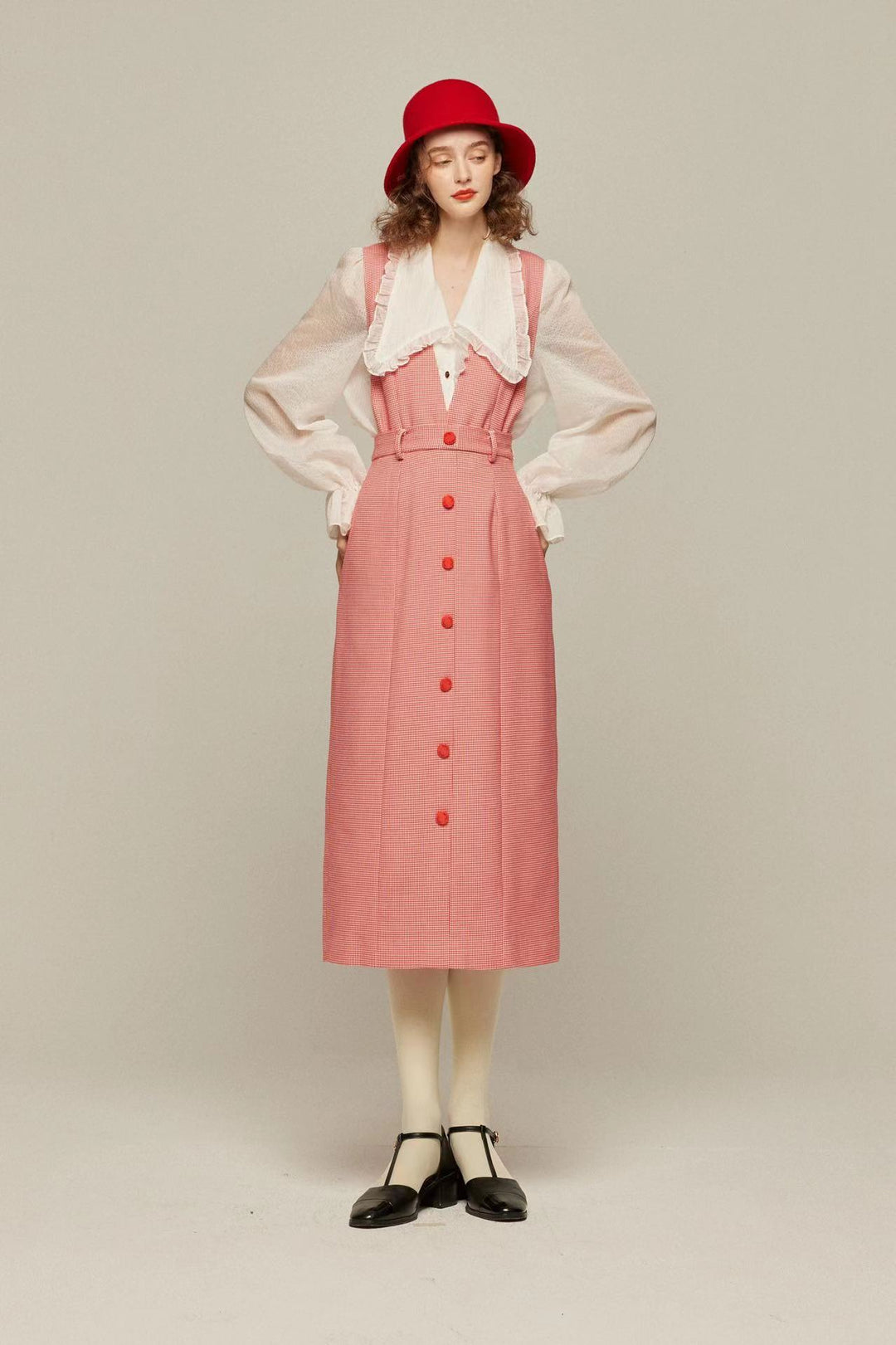 《メリーがまた嫉妬している》シースルーフリルブラウス-Off White