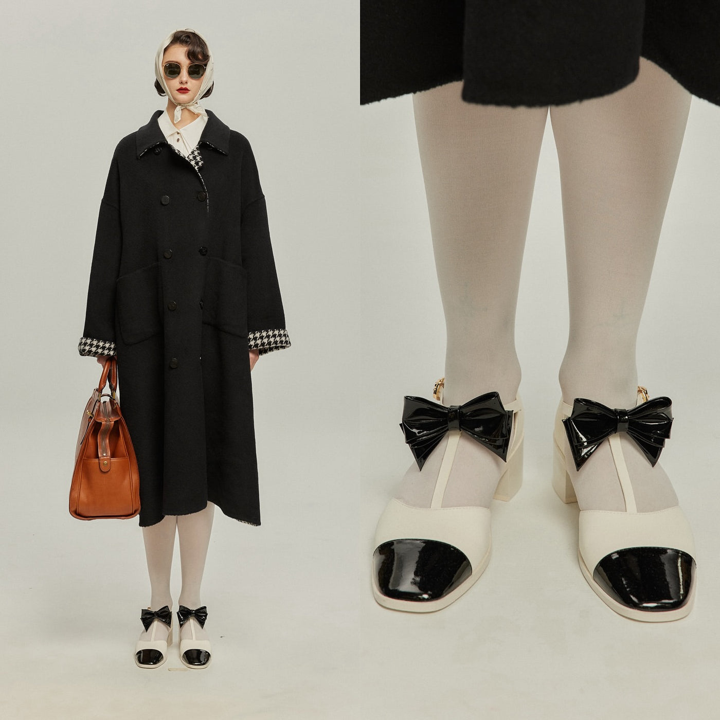 ティーバーメリージェーンパンプス-Renewal-Black Toe×White