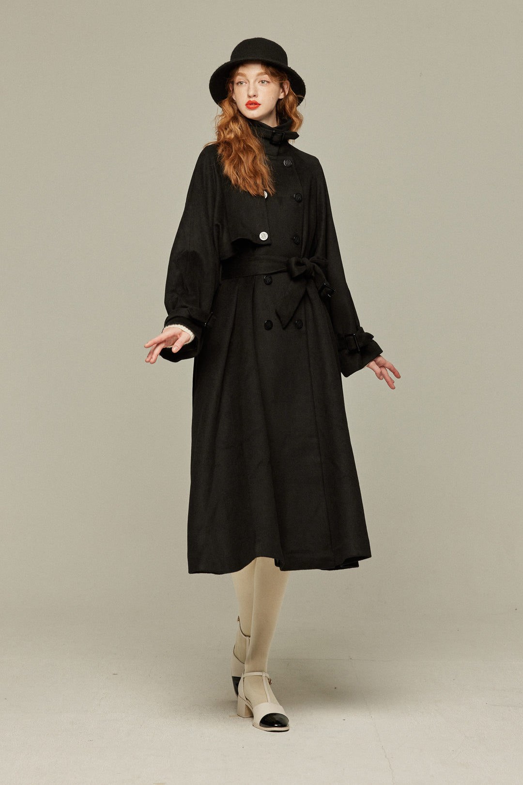 とても重要なミッション》2Wayダブルブレストウールコート-Black