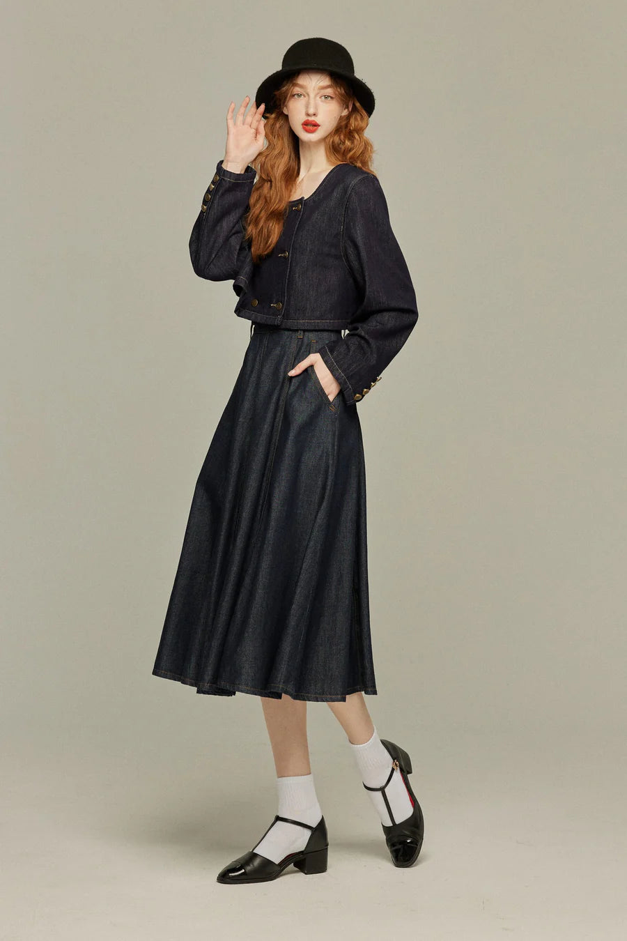 tnewties もう一つのダイアリー デニムスカート もうひとつのダイアリー》デニムスカート-Navy – Tnewties