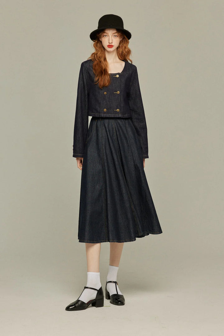 《もうひとつのダイアリー》デニムスカート-Navy