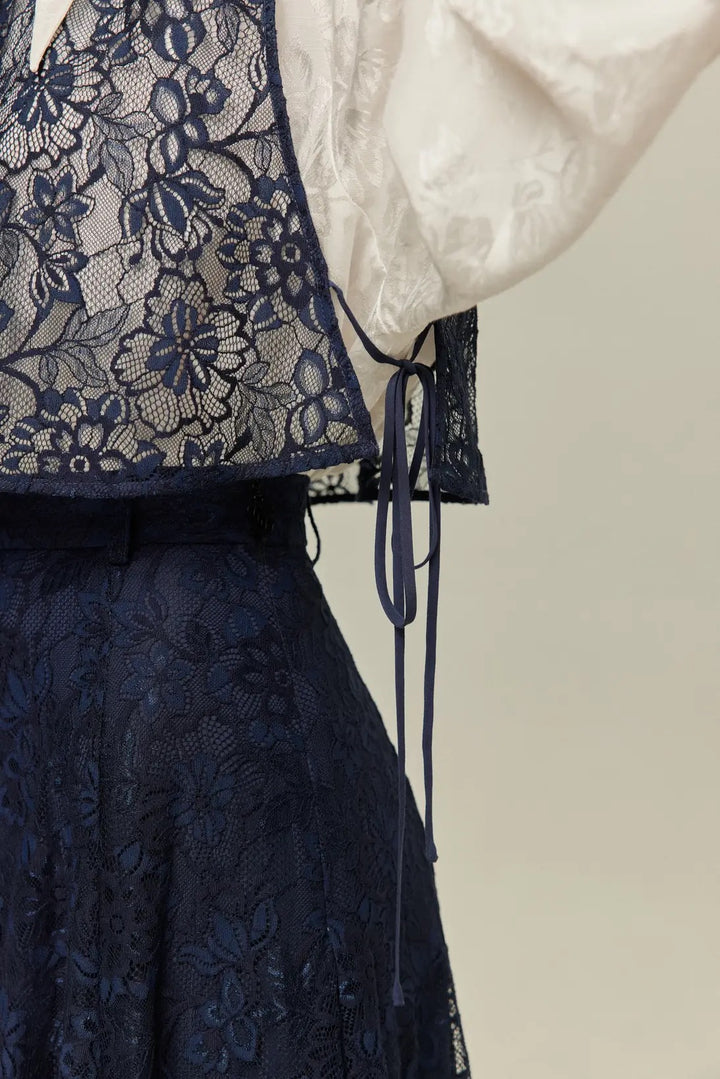 100年も前からある》チャイナバックルスリーブレストップス-Navy