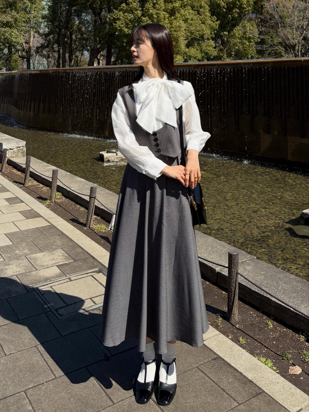 《実はフォアグラ未体験》ハイウエストフレアスカート-Check 着用例 164cm
      トップスS、ボトムスS着用