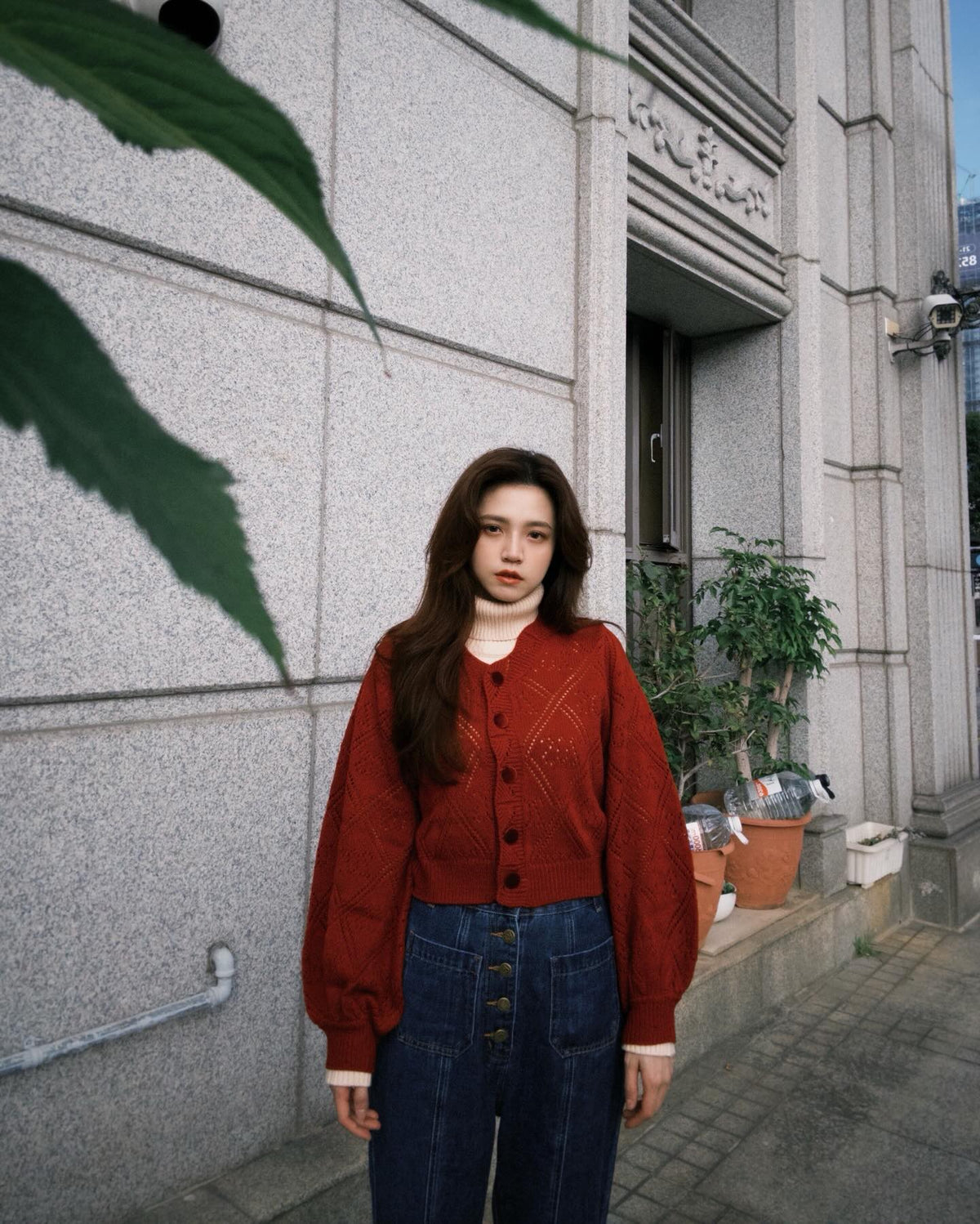 《Annie singing while taking a bath》 Front button high waist denim pants - Navy 着用例 159cm
      トップスS、ボトムスXS着用