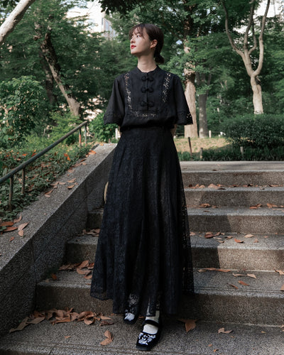 TNEWTIESオリジナル刺繍パンプス-Black