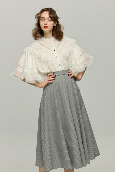 《Peggy the Bibby》Lace design tops-White