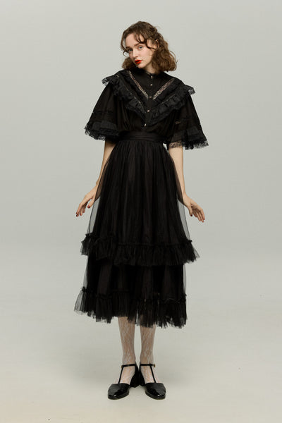 《ビビリのペギー》レースデザイントップス-Black