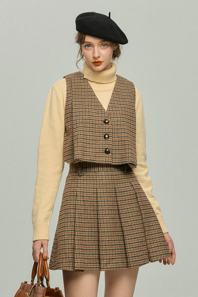 《夜のガーデナーさん》チェックパターンベスト-Green