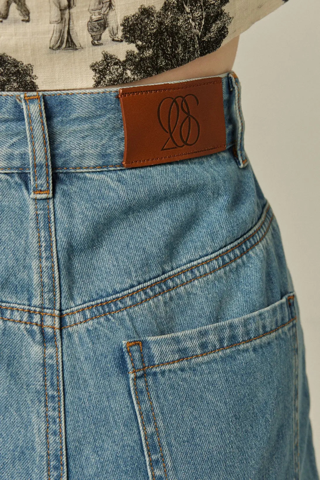 《Annie singing while taking a bath》 High waist front button denim pants-Blue