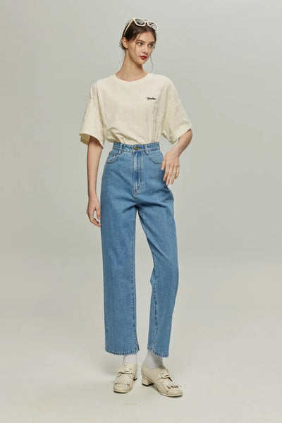 《ステラの話し方を真似している》シノワズリデザインTnewtiesロゴトップス-Ivory