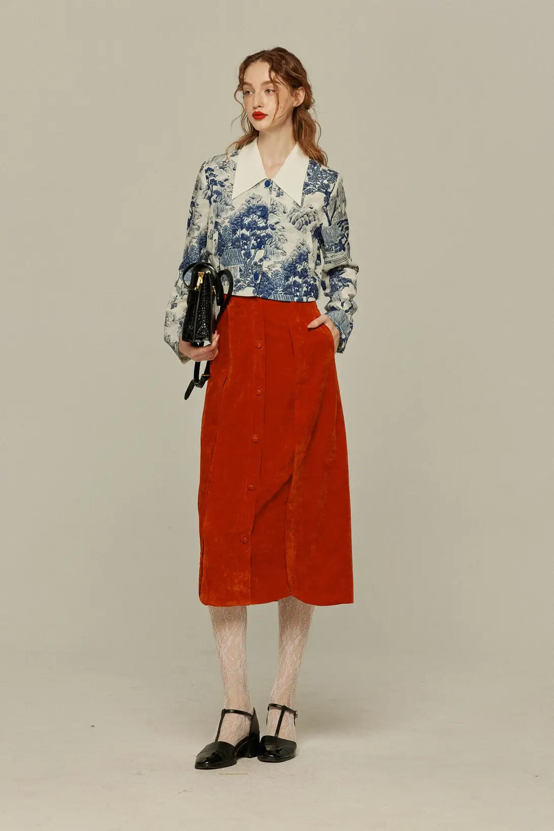 PRADA　スカート　プリーツ　フレア　花柄　ハイビスカス　シルク　赤　黄　40 PRADA スカート プリーツ フレア 花柄 ハイビスカス シルク 赤 黄 40