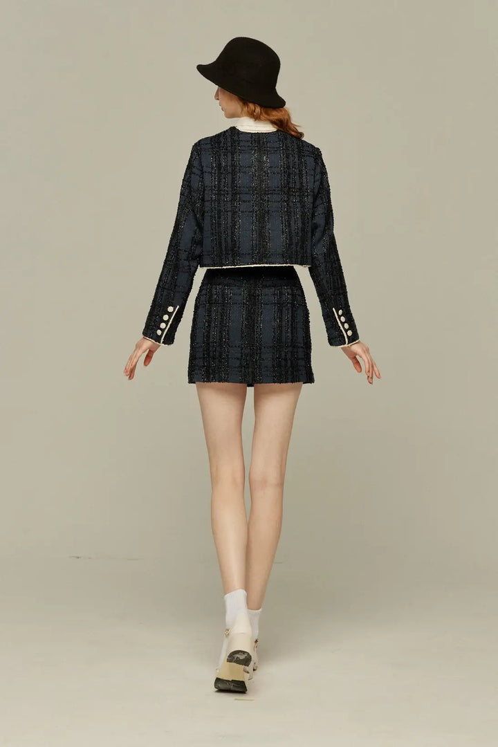 《予約したのはファーストクラス》ハイウエストショートラメスカート-Navy