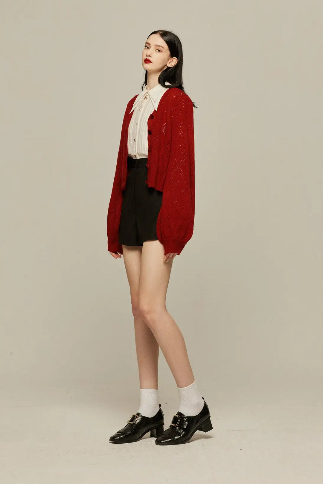 まだ顔パック中》ロゴニットカーディガン-Orange red – Tnewties