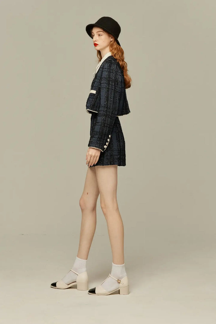 《予約したのはファーストクラス》クロップドラメジャケット-Navy