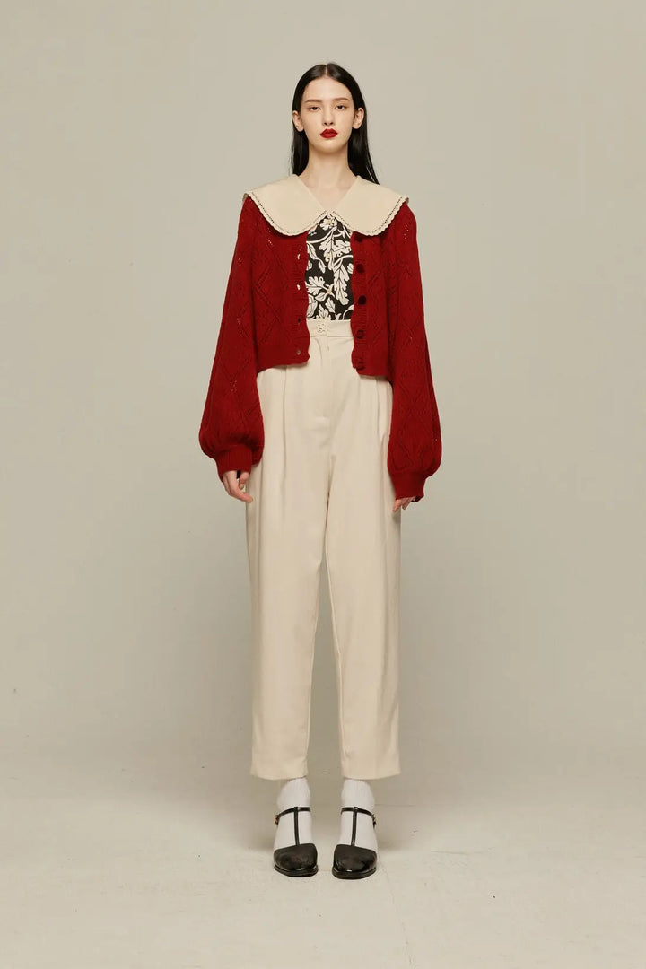 《まだ顔パック中》ロゴニットカーディガン-Orange red