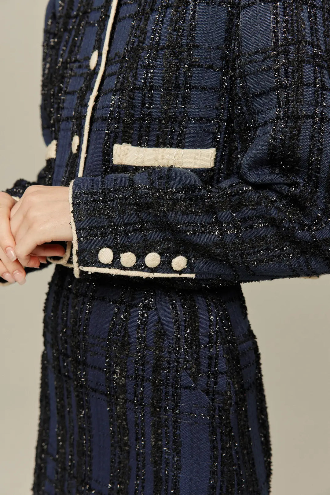 《予約したのはファーストクラス》ハイウエストショートラメスカート-Navy