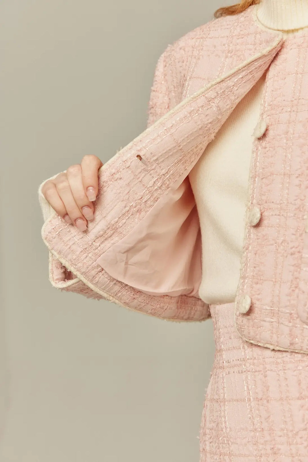 Tnewties 予約したのはファーストクラス ジャケット スカート pink 予約したのはファーストクラス》クロップドラメジャケット-Pink