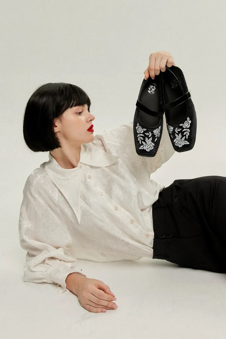 TNEWTIESオリジナル刺繍パンプス-Black – Tnewties