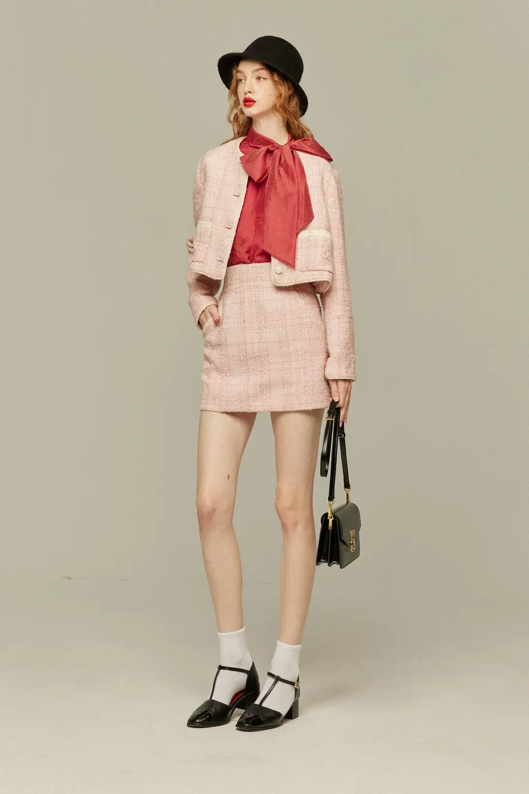 Tnewties 予約したのはファーストクラス ジャケット スカート pink 予約したのはファーストクラス》ハイウエストショートラメ