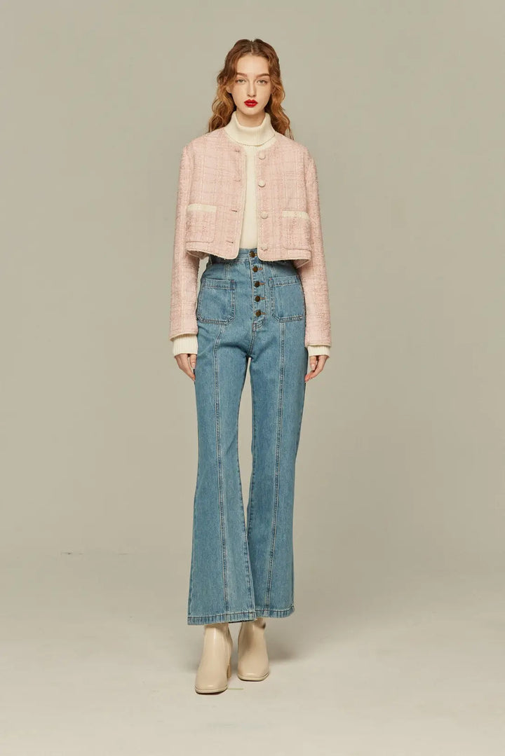 予約したのはファーストクラス》クロップドラメジャケット-Pink – Tnewties