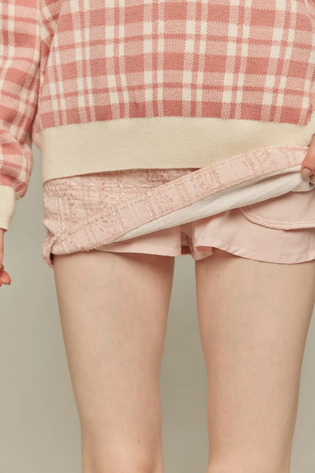 《予約したのはファーストクラス》ハイウエストショートラメスカート-Pink
