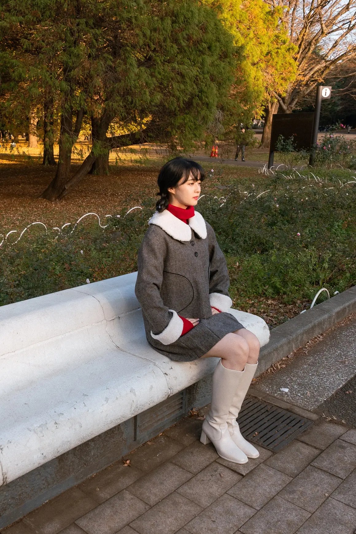 《I picked up a bag full of pine cones》 2way wool blend jacket - Gray