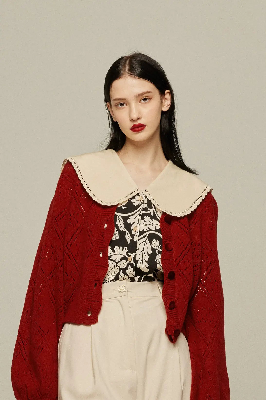 見て!カナリアだ!》セーラーカラーシノワズリブラウス-Black 見て!カナリアだ!》セーラーカラーシノワズリブラウス-Black