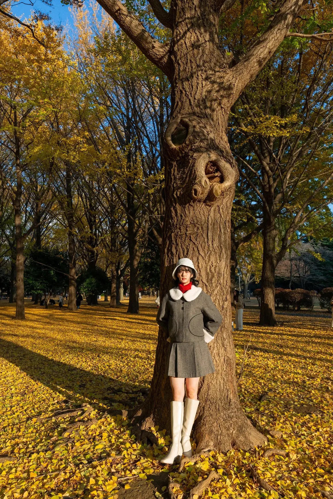 《I picked up a bag full of pine cones》 2way wool blend jacket - Gray