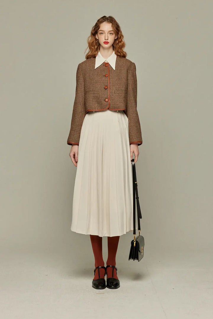 フランス語は話せますか？》ハイウエストプリーツスカート-Ivory