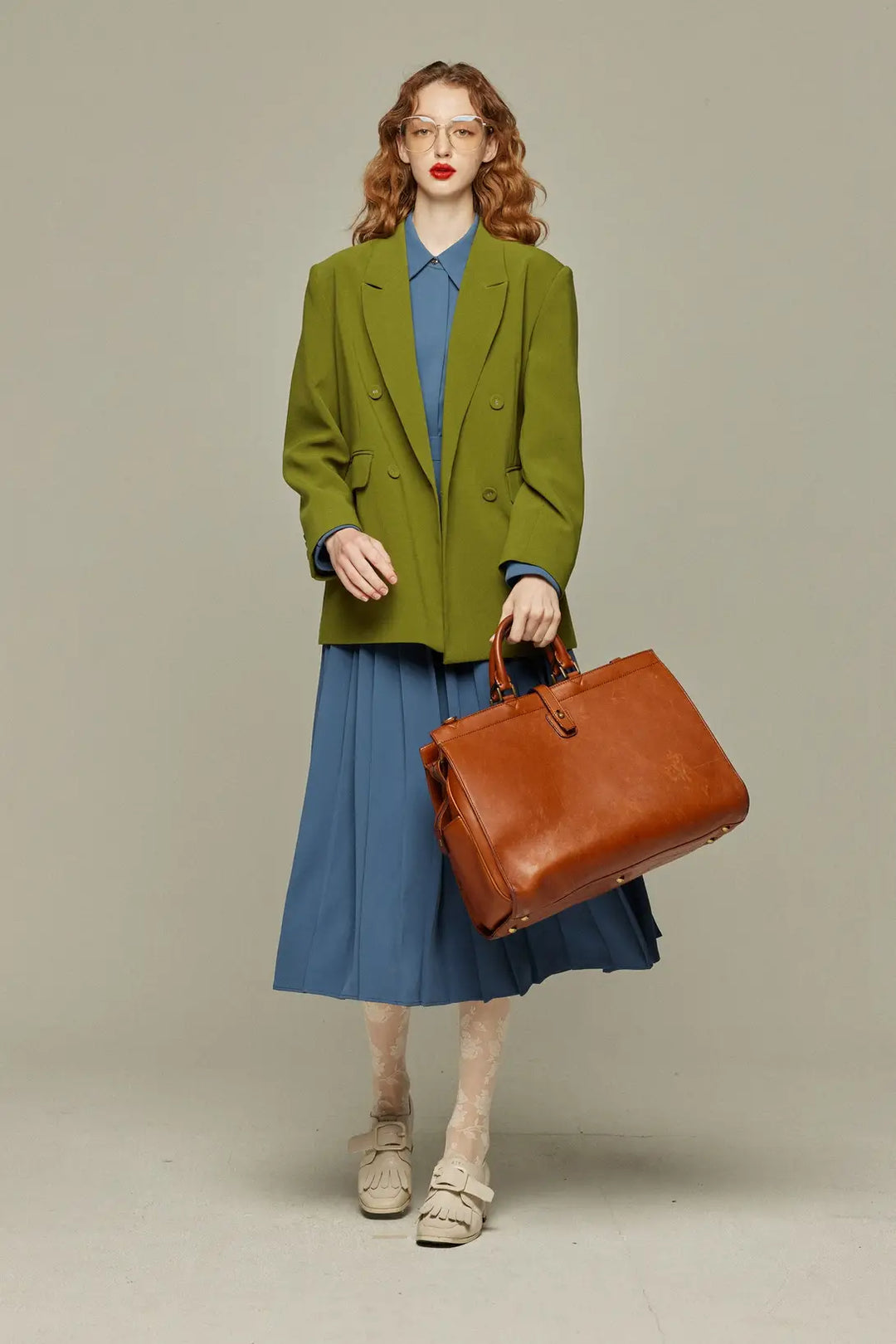 フランス語は話せますか？》ピンタックブラウス-Gray Blue – Tnewties