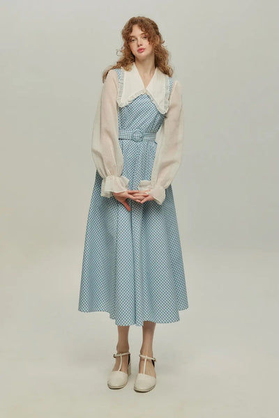 《Accordion on board》Color-block plaid blouse