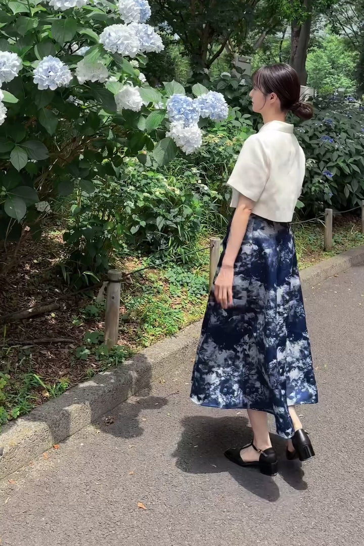 《まずは目隠しをしよう》シノワズリハーフスリーブトップス-White