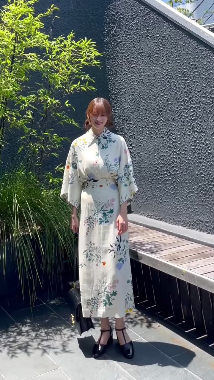 [Goldfish scooping 100 yen] High waist pencil skirt-Cream