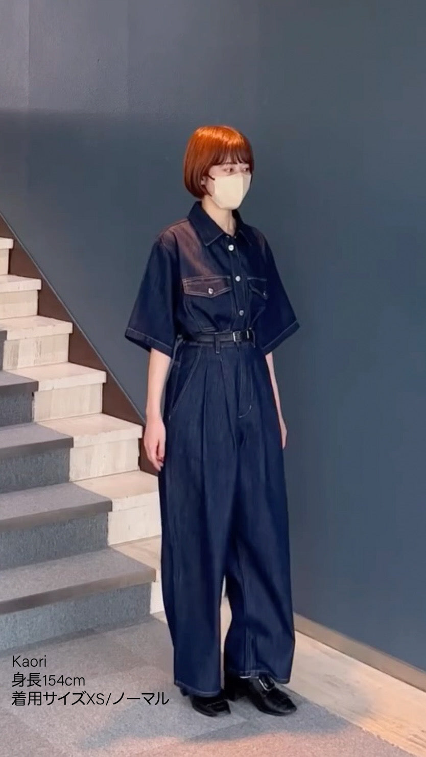 《今日は日曜日だから》ハイウエストストレートデニムパンツ-Navy