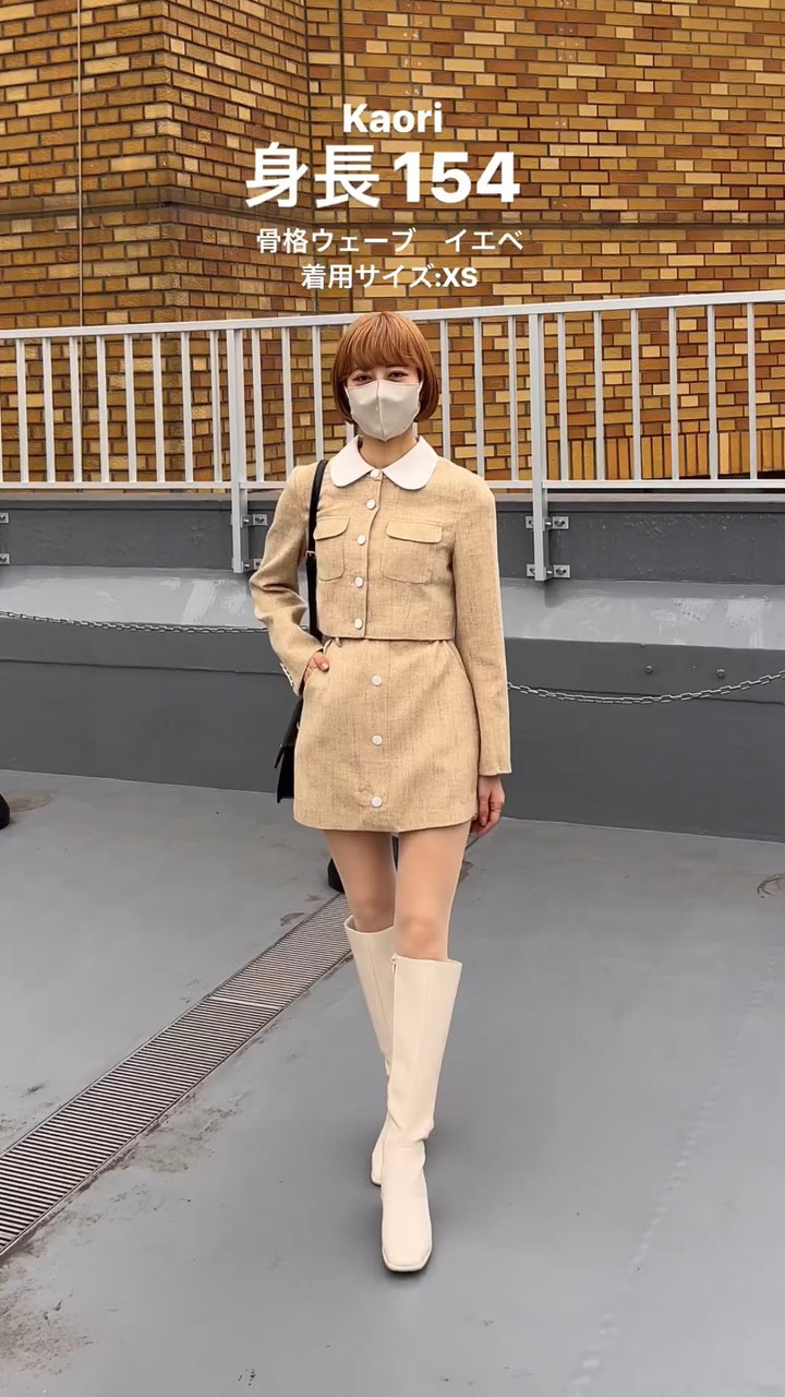 《ナイフとフォークを上手に使える》ハイウエストショートスカート-Yellow