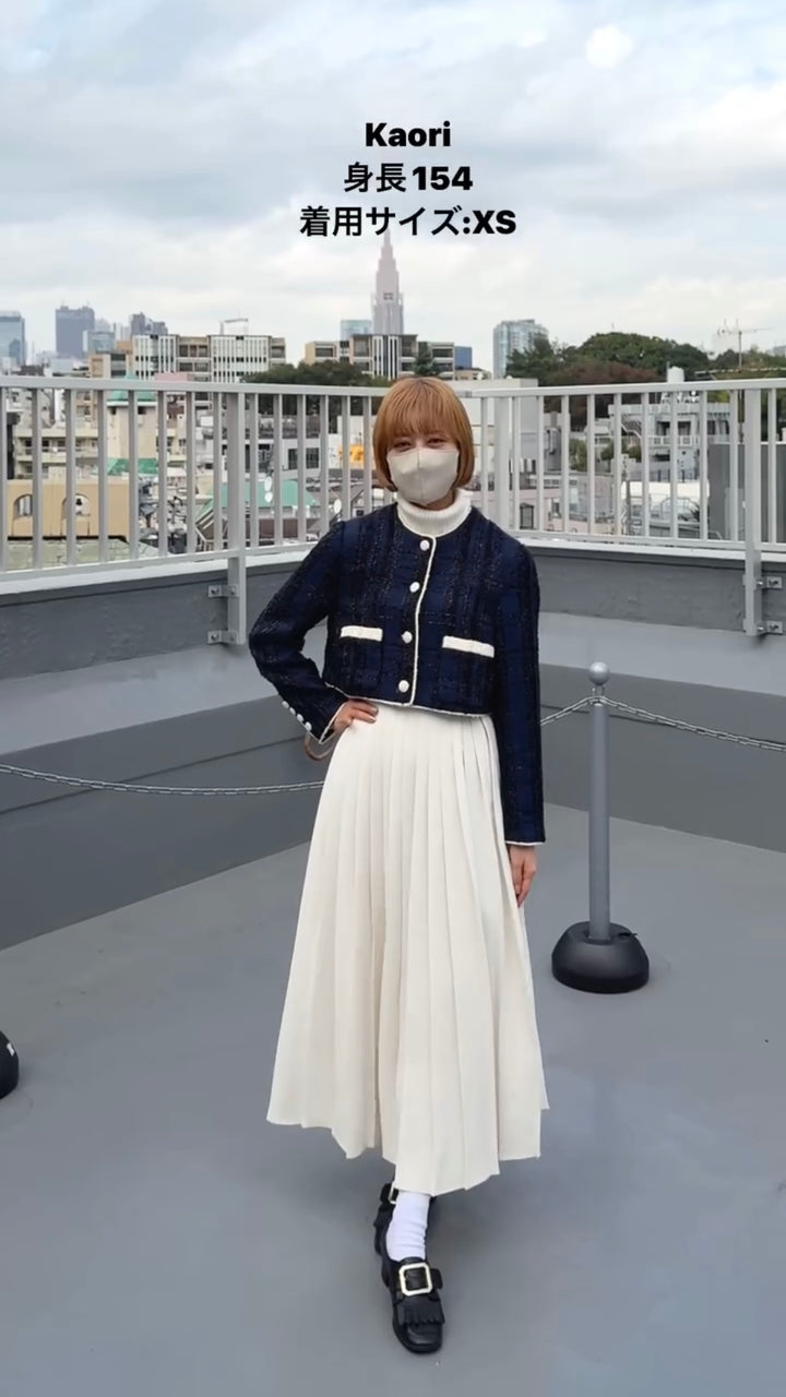 《予約したのはファーストクラス》クロップドラメジャケット-Navy