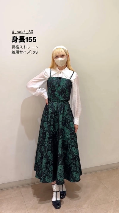 《数日分にしては荷物が多すぎる》バストパッド付きシノワズリクロップドトップス-Black